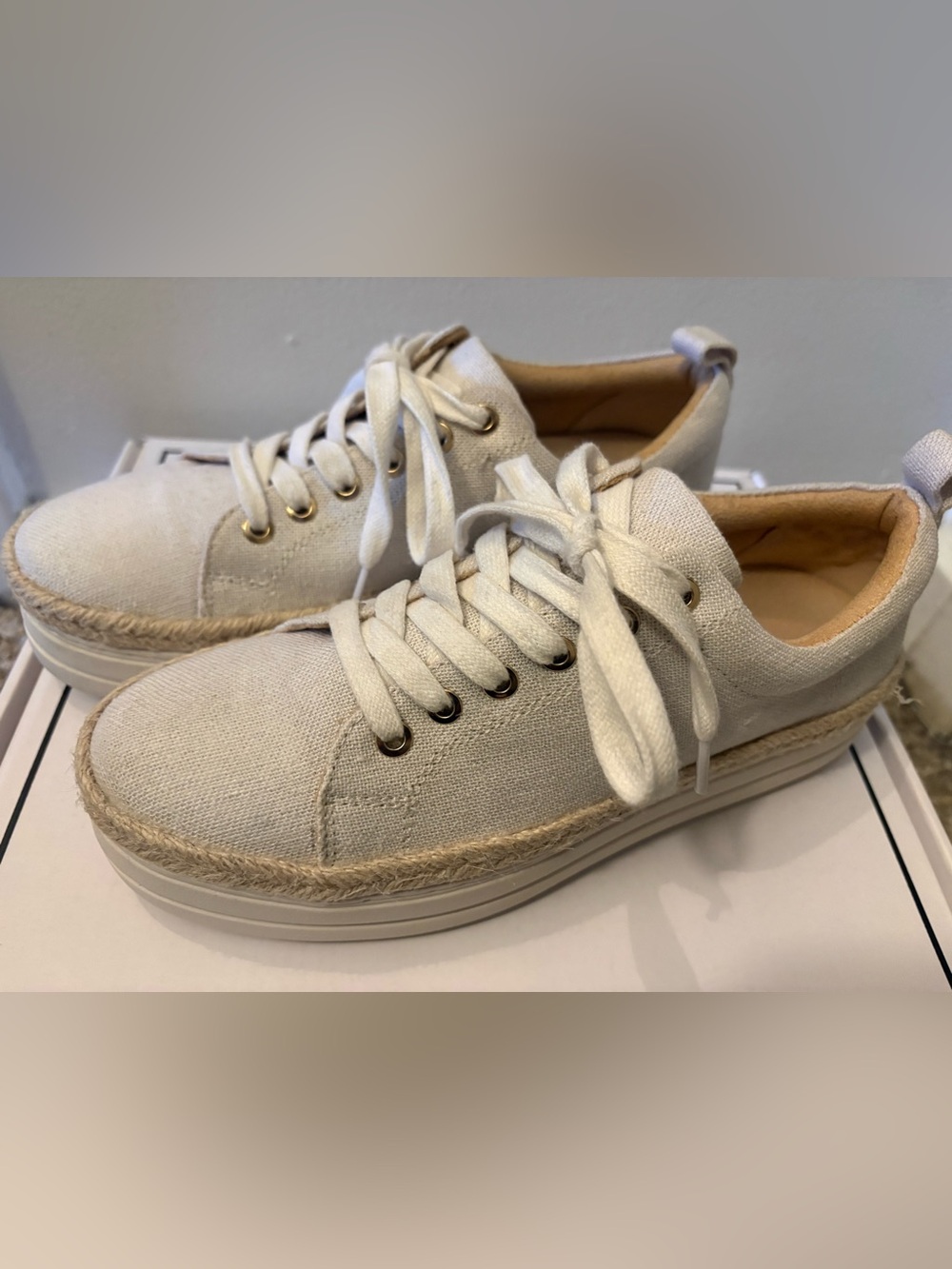 Jack Rogers Women’s Lia Rope Cream Canvas Sneakers, Size 5.5M